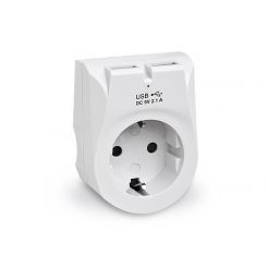 Сетевое зарядное устройство с розеткой REAL-EL CS-25 (2USB, 2.1A) White
