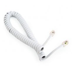 Кабель телефонный Cablexpert (TC4P4CS-2M-W) спиральный, CCS, 4P4C, 2м, белый