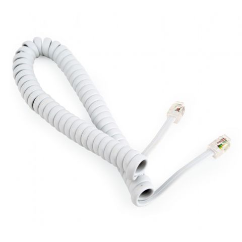 Кабель телефонный Cablexpert (TC4P4CS-2M-W) спиральный, CCS, 4P4C, 2м, белый