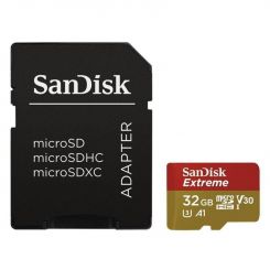 Карта памяти MicroSDHC  32GB UHS-I/U3 Class 10 SanDisk Extreme A1 R100/W60MB/s + SD-adapter (SDSQXAF-032G-GN6MA)
