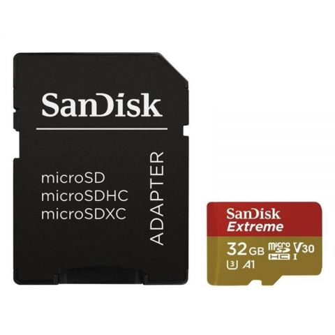 Карта памяти MicroSDHC  32GB UHS-I/U3 Class 10 SanDisk Extreme A1 R100/W60MB/s + SD-adapter (SDSQXAF-032G-GN6MA)
