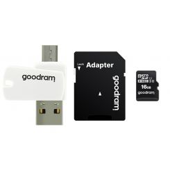 Карта памяти MicroSDHC  16GB UHS-I Class 10 Goodram + SD-adapter + OTG Card reader (M1A4-0160R12)