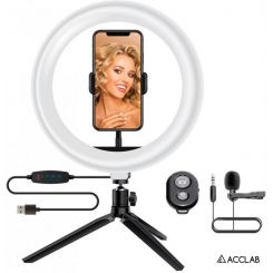 Кольцевая USB LED-лампа ACCLAB Ring of Light AL-LR101MB + микрофон и Bluetooth управление (1283126502057)