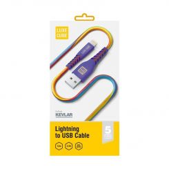 Кабель Luxe Cube Kevlar USB - Lightning (M/M), 1.2 м, радужный (8886668686341)