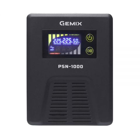 ИБП Gemix PSN-1000 (PSN1000VA), Lin.int., LCD, 2хEURO, металл