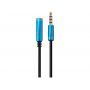 Кабель Maxxter 3.5 мм - 3.5 мм (M/F), 1 м, черный/синий (A-3434-1m) пакет