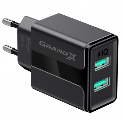 Сетевое зарядное устройство Grand-X CH-15B (2xUSB 2.4A) Black 