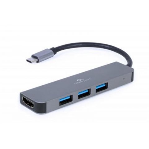Концентратор USB-C Cablexpert 3хUSB3.1 металл, Grey (A-CM-COMBO2-01)
