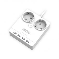 Сетевой фильтр-удлинитель IKOS F24S-U White (0005-CEF)