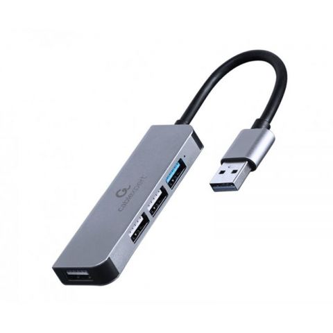 Концентратор USB Cablexpert 1хUSB3.1, 3хUSB2.0, металл, Grey (UHB-U3P1U2P3-01)
