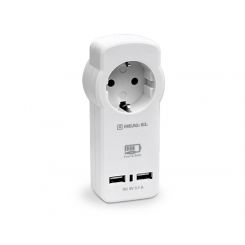 Сетевое зарядное устройство с розеткой REAL-EL CS-30 (2USB, 3.1A) White