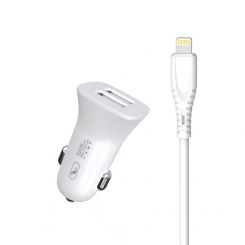 Автомобильное зарядное устройство SkyDolphin SZ09L (2USB, 3.4A) White (AZP-000108) + кабель Lightning