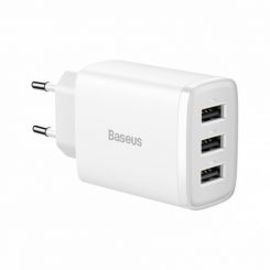Сетевое зарядное устройство Baseus Compact (3USB, 3.4A) 17W White (CCXJ020102)