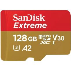 Карта памяти MicroSDXC 128GB C10 UHS-I SanDisk Extreme V30 U3 R190/W90MB/s + SD (SDSQXAA-128G-GN6MA)