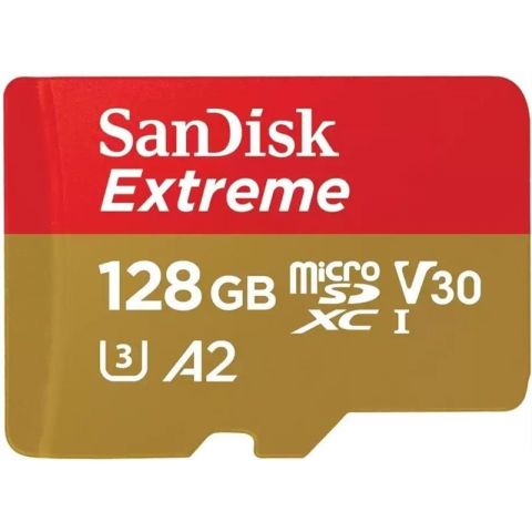Карта памяти MicroSDXC 128GB C10 UHS-I SanDisk Extreme V30 U3 R190/W90MB/s + SD (SDSQXAA-128G-GN6MA)