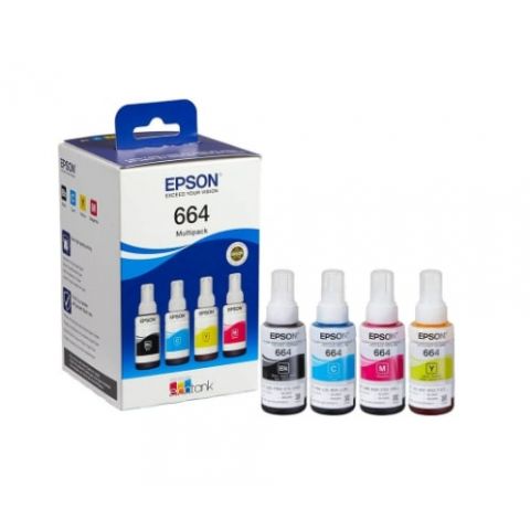 Комплект чернил Epson L100/L200 Multipack (C,M,Y,Bk) (C13T66464A)