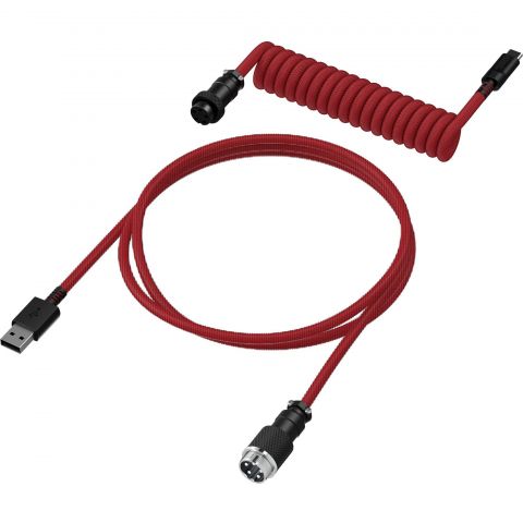 Кабель HyperX USB-A – USB-C, спиральный, 1.37 м Red/Black (6J677AA)