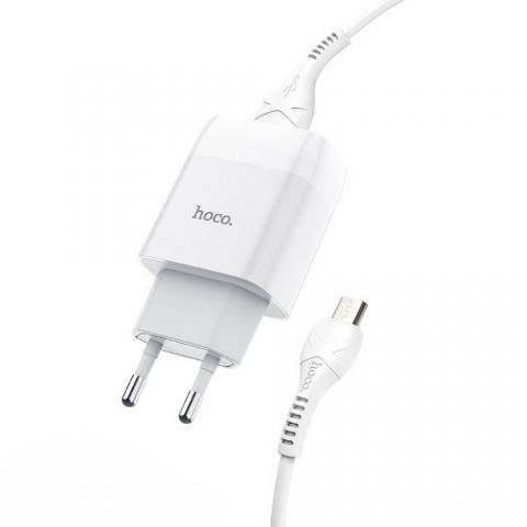 Зарядное устройство Hoco C72A Glorious (1USB, 2.1А) White (6931474713001) + кабель MicroUSB