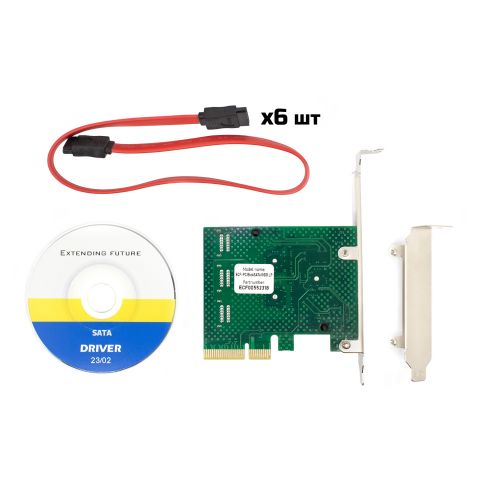 Контроллер Frime (ECF-PCIEto6SATAIII001.LP) PCI-Ex4-6xSata III, ASM1062+ASM1092