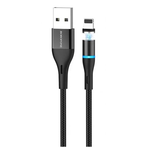 Кабель Borofone BU16 USB - Lightning, 1.2 м, магнитный, Black (BU16LB)