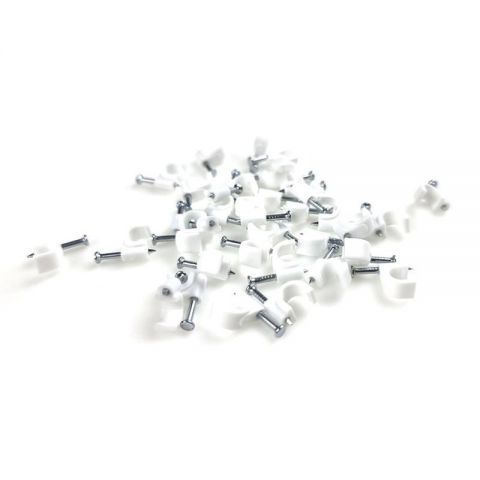 Скоба (клипса) EServer с гвоздем для крепления кабеля 7mm белая (пачка 100 шт) (WT-7002-CR07)