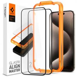 Защитное стекло Spigen Glas.tR AlignMaster FC для Apple iPhone 15, Black, 2шт (AGL06906)