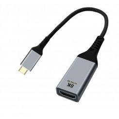 Перехідник Cablexpert USB Type-C - HDMI (M/F), 0.15 м, чорний/сріблястий (A-CM-HDMIF8K)