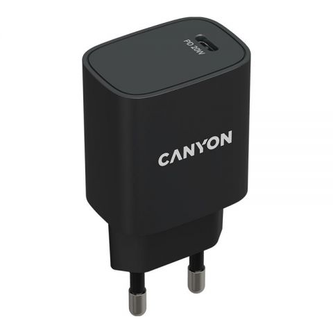 Мережевий зарядний пристрій Canyon H-20-02 (1USB, 3A) PD Black (CNE-CHA20B02)