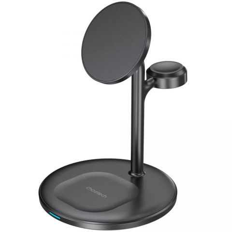 Магнітний бездротовий зарядний пристрій Choetech (T585-F-101CCBK) 3in1 Magnetic wireless charger station for Apple