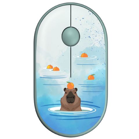 Мышь беспроводная 2E MF300 Capybara Tangerine Silent WL BT Green (2E-MF300WCAPIBARAGN) 