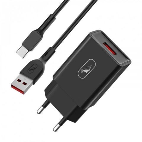 Зарядное устройство SkyDolphin SC36T (1USB, 2.4A) Black (SDMZP-000175) + кабель USB Type-C Зарядное устройство SkyDolphin SC36T (1USB, 2.4A) Black (SDMZP-000175) + кабель USB Type-C