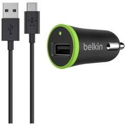 Автомобильное зарядное устройство Belkin (1USB, 2.4A) Black (F7U002bt06-BLK) + кабель Type-C_OEM