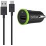 Автомобильное зарядное устройство Belkin (1USB, 2.4A) Black (F7U002bt06-BLK) + кабель Type-C_OEM