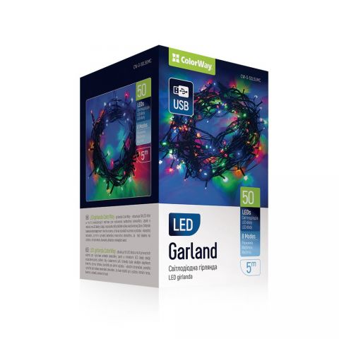 Светодиодная гирлянда ColorWay (CW-G-50L5UMC) 50LED, 5м, 8 функций