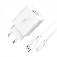 Зарядное устройство SkyDolphin SC30T (2USB, 2.1A) White (SDMZP-000113) + кабель Type-C