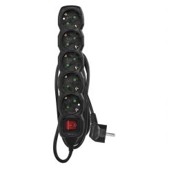 Фільтр живлення Emos (PC1521R) з вимикачем, 5 розеток, 1.5м, Black