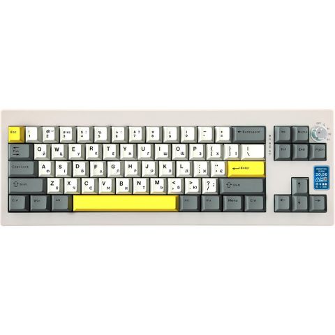 Клавиатура беспроводная Epomaker Shadow-X 70% Mulan Switch Hot-Swap (2.4G/BT/USB) LCD Screen RGB UA White (SHX-W-M)