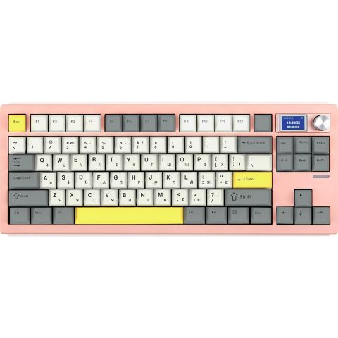 Клавиатура беспроводная Epomaker Shadow-S TKL Wisteria Linear Switch Hot-Swap (2.4G/BT/USB) LCD Screen RGB UA Pink (SHS-P-WL)