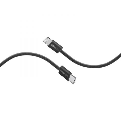 Кабель Promate USB Type-C - Lightning (M/M), 3 A, 27 W, 1.2 м, EcoLine-Ci120 Black (ecoline-ci120.black)