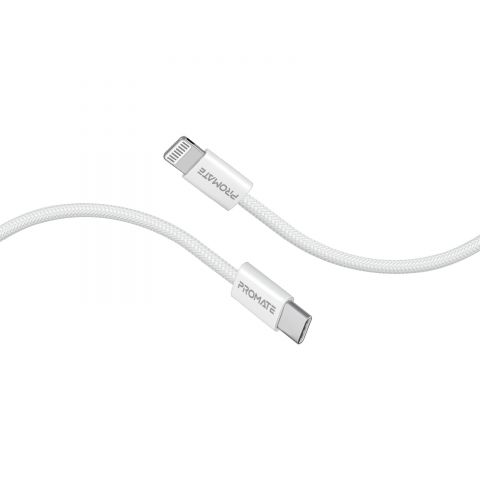 Кабель Promate USB Type-C - Lightning (M/M), 3 A, 27 W, 1.2 м, EcoLine-Ci120 White (ecoline-ci120.white)