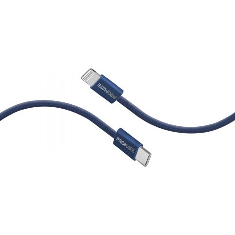 Кабель Promate USB Type-C - Lightning (M/M), 3 A, 27 W, 1.2 м, EcoLine-Ci120 Navy (ecoline-ci120.navy)