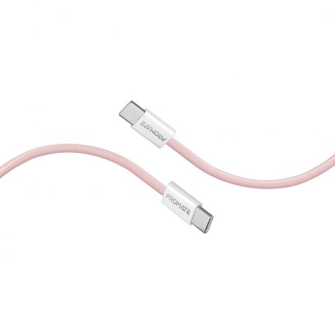 Кабель Promate USB Type-C - USB Type-C (M/M), 3 A, 60 W, 2 м, EcoLine-CC200 Pink (ecoline-cc200.pink)