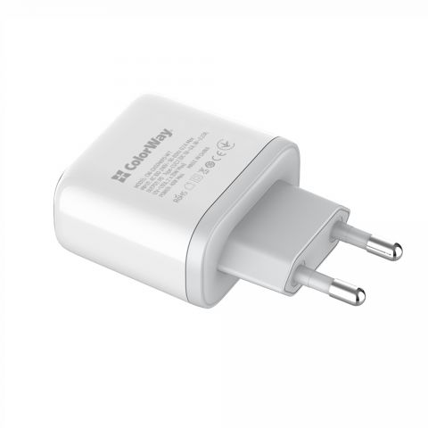 Сетевое зарядное устройство ColorWay Power Delivery Port PPS USB (Type-C PD + Type-C PD) (40W) White (CW-CHS048PD-WT)
