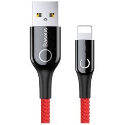 Кабель Baseus C-shaped Light Intelligent Power-Off USB - Lightning, 2.4A, 1м Red (CALCD-09)