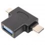 Переходник PowerPlant USB Type-C/microUSB - USB (M/F) Black (CA913121)