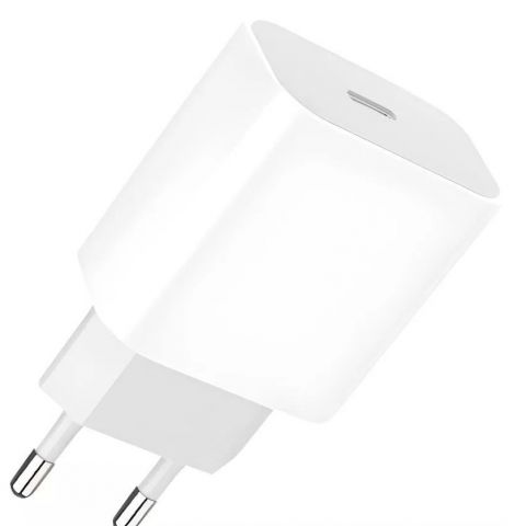 Сетевое зарядное устройство Denmen DC06 (1USB 3.6A) PD20W+QC3.0 White (DM-DC06L-WH) + кабель Lightning
