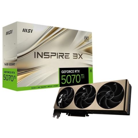 Відеокарта GF RTX 5070 Ti 16GB GDDR7 Inspire 3X OC Plus MSI (GeForce RTX 5070 Ti 16G INSPIRE 3X OC PLUS)