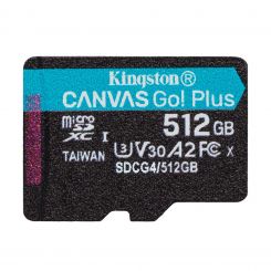 Карта памяти MicroSDXC  512GB UHS-I/U3 Class 10 Kingston Canvas Go! Plus R200/W160MB/s (SDCG4/512GBSP)