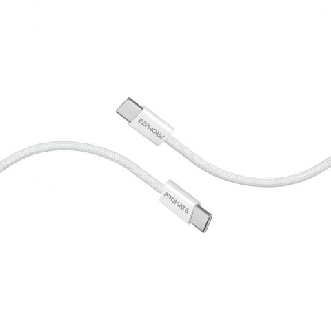 Кабель Promate USB Type-C - USB Type-C (M/M), 3A, 60W, 2 м, White (ecoline-cc200.white)