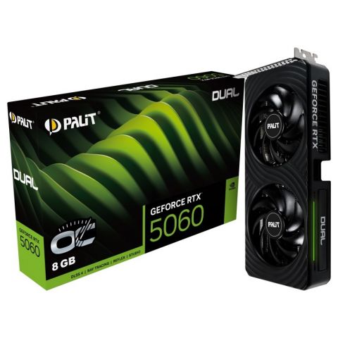 Видеокарта GF RTX 5060 8GB GDDR7 Dual OC Palit (NE75060S19P1-GB2063D)